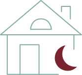 Animated house with moon